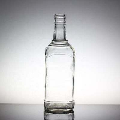 Botellas redondas de vidrio de vodka de cristal de 750 ml con cuello de vidrio