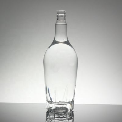 Botellas redondas de vidrio de vodka de cristal de 750 ml con cuello de vidrio