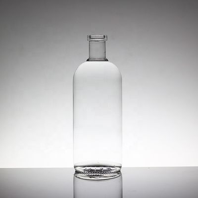 Botellas redondas de vidrio de vodka de cristal de 750 ml con cuello de vidrio