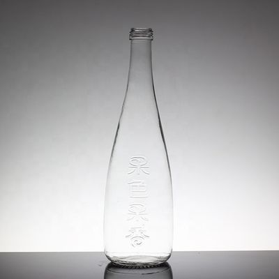 Botella de agua de vidrio de 500 ml para bebidas blandas con diseño transparente y tapa de tornillo