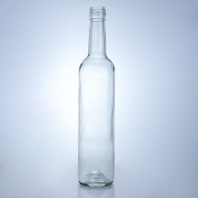 Botellas de licor de vidrio de 600 ml 750 ml 1000 ml de forma redonda con cuello largo vacío para ginebra y ron con brandy