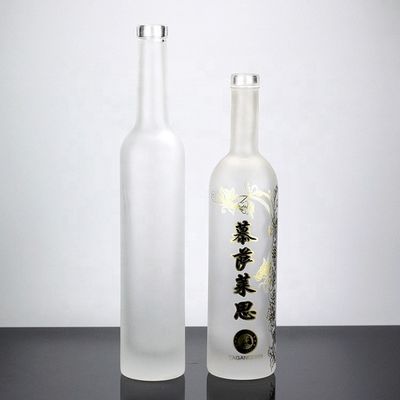Botella de vodka de vidrio industrial congelado de 750 ml para su fabricación y comercialización