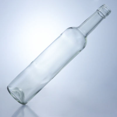 Botellas de licor de vidrio de 600 ml 750 ml 1000 ml de forma redonda con cuello largo vacío para ginebra y ron con brandy