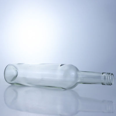Botellas de licor de vidrio de 600 ml 750 ml 1000 ml de forma redonda con cuello largo vacío para ginebra y ron con brandy