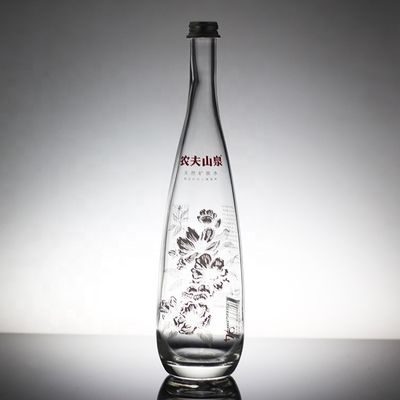 Botella con tapa de tornillo de vidrio transparente hecha a medida para zumo o refresco 330ml 500ml 750ml