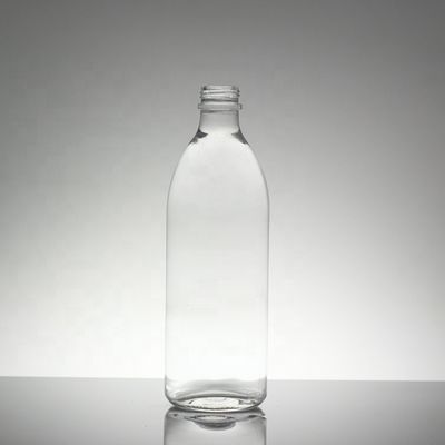 Botella con tapa de tornillo de vidrio transparente hecha a medida para zumo o refresco 330ml 500ml 750ml