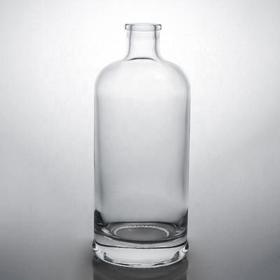 Botella de vidrio Whisky Botella de vidrio Vodka Gin Botella de ron con corcho 375ml 500ml 700ml 750ml 1000ml
