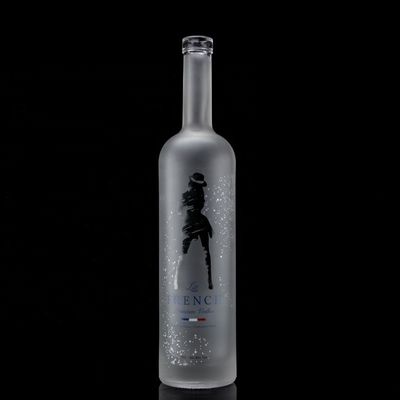 Botella de vodka de vidrio de 750 ml y 500 ml de impresión decal con diseño congelado y material base