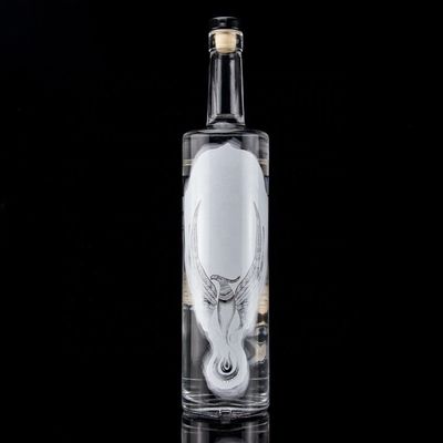Botella de vodka de vidrio de 750 ml y 500 ml de impresión decal con diseño congelado y material base