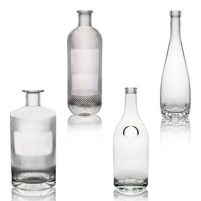 Botella de vidrio a rayas única para vodka, ginebra, whisky, ron, vino y corcho 500 ml 700 ml 750 ml