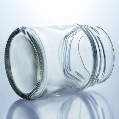 Jarrón de vidrio de miel redondo de 500 ml con tapa de metal y material de base de vidrio