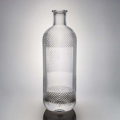 Botella de vidrio a rayas única para vodka, ginebra, whisky, ron, vino y corcho 500 ml 700 ml 750 ml
