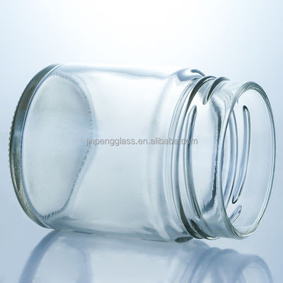 Jarrón de vidrio de miel redondo de 500 ml con tapa de metal y material de base de vidrio