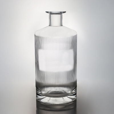 Botella de vidrio a rayas única para vodka, ginebra, whisky, ron, vino y corcho 500 ml 700 ml 750 ml