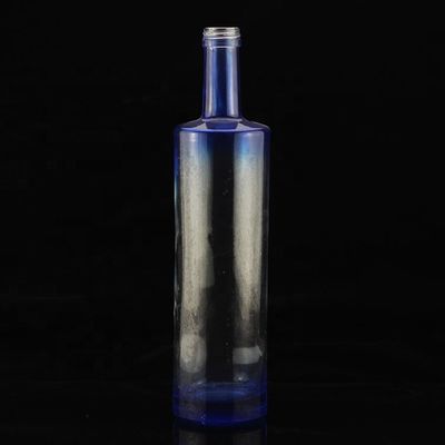 Impresión de pantalla de lujo de forma redonda Botella de vodka azul para la industria de licores y ginebra