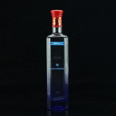 Impresión de pantalla de lujo de forma redonda Botella de vodka azul para la industria de licores y ginebra