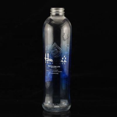 Impresión de pantalla de lujo de forma redonda Botella de vodka azul para la industria de licores y ginebra
