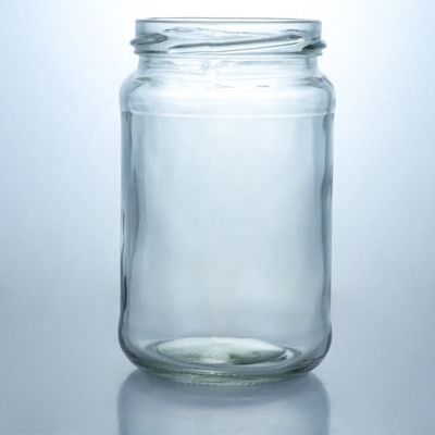 Jarrón de vidrio de calidad alimentaria redondo con borde recto de vidrio transparente