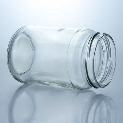 Jarrón de vidrio de calidad alimentaria redondo con borde recto de vidrio transparente