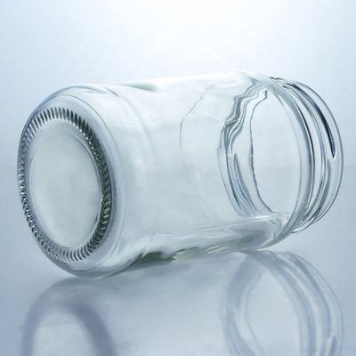 Jarrón de vidrio de calidad alimentaria redondo con borde recto de vidrio transparente