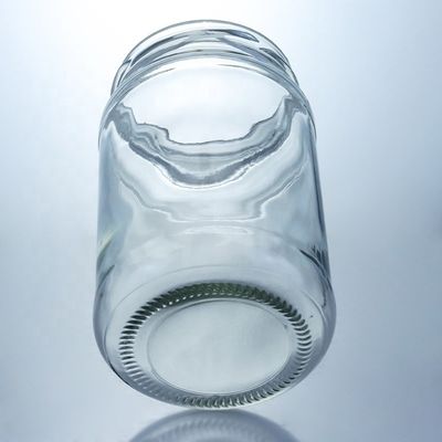 Jarrón de vidrio de calidad alimentaria redondo con borde recto de vidrio transparente