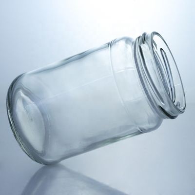 Jarrón de vidrio de calidad alimentaria redondo con borde recto de vidrio transparente