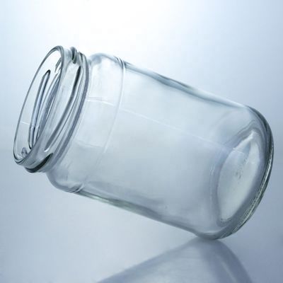 Jarrón de vidrio de calidad alimentaria redondo con borde recto de vidrio transparente