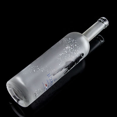 Collar de vidrio 750 ml Botella de vodka con grabación ácida con color claro o personalizado en heze