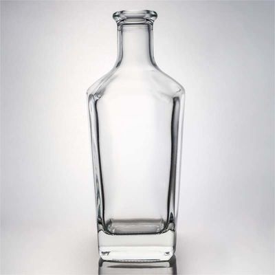 Botella de vidrio cuadrada única para whisky, vodka, tequila, ginebra, ron, sellador, corcho incluido