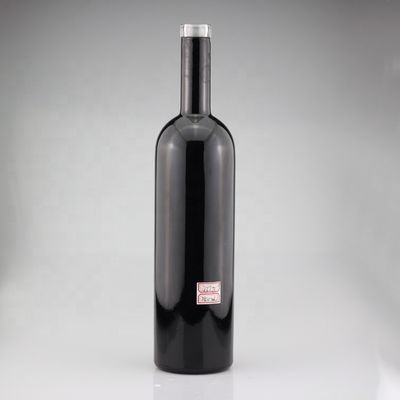 750 ml de vidrio negro brillante Vodka Botellas pintadas Impresión en pantalla Cerradura de ginebra Botella de licor