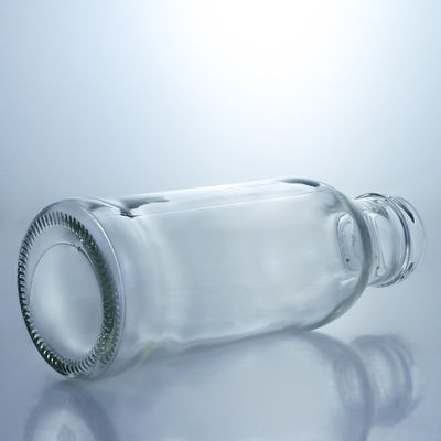 250 ml Jar redondo de vidrio para alimentos para leche, jugo de frutas y té Logotipo personalizado y collar de vidrio