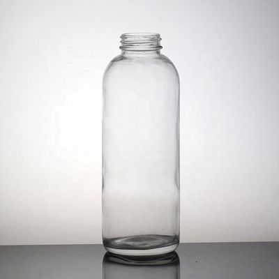 Botella de jugo de manzana transparente en forma de 500 ml Botella de vidrio de sílex alto con tapa de plástico