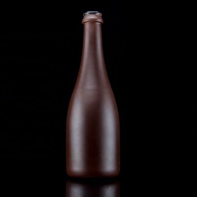 Botella de champán de 500 ml con acabado mate Diseño único Collar de vidrio recubierto de cobre
