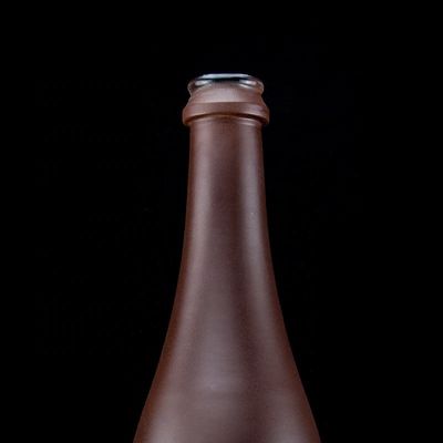 Botella de champán de 500 ml con acabado mate Diseño único Collar de vidrio recubierto de cobre