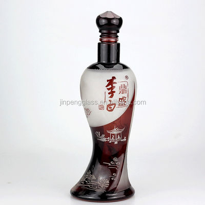 Diseño personalizado Cuerpo femenino Forma especial Botella de licor 1000ml 750ml con superficie decal