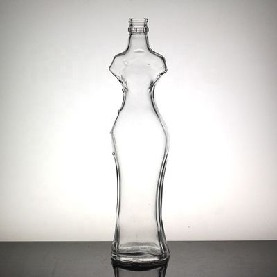 Sexy botella con forma de cuerpo femenino botella de licor de vidrio única con tapa de corona