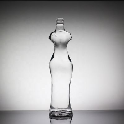 Sexy botella con forma de cuerpo femenino botella de licor de vidrio única con tapa de corona