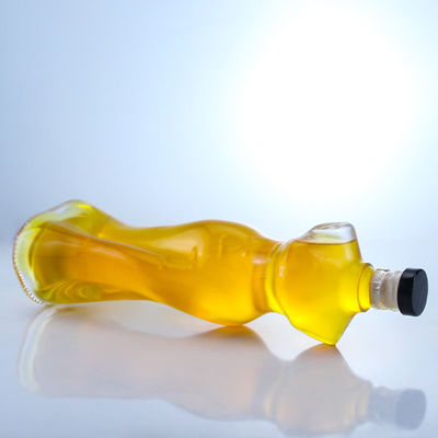 Botella de licor de vidrio de forma corporal de mujer para ginebra, ron, brandy y cuello Material de vidrio