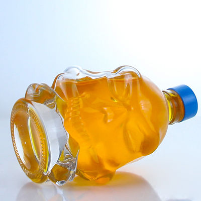 Decal superficie de la forma del cráneo botella de vidrio de licor para el whisky vodka brandy técnica de envejecimiento