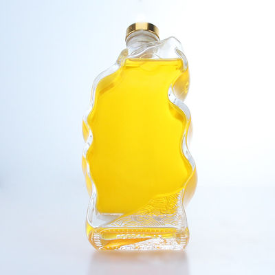 Botella de vidrio de forma especial clara o personalizada para Whisky Vodka Brandy