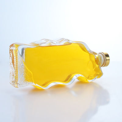 Botella de vidrio de forma especial clara o personalizada para Whisky Vodka Brandy