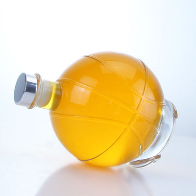 Whisky Gin Rum Vodka Collar de vidrio Botella en forma de bola con tapa personalizada y tapon de corcho