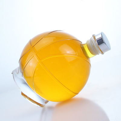 Whisky Gin Rum Vodka Collar de vidrio Botella en forma de bola con tapa personalizada y tapon de corcho