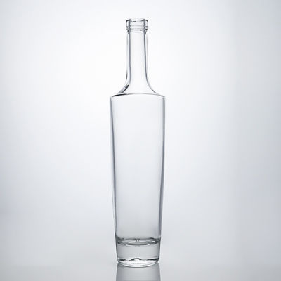 Botella de licor de vidrio de cuello largo de forma personalizada para vodka de ron de ginebra
