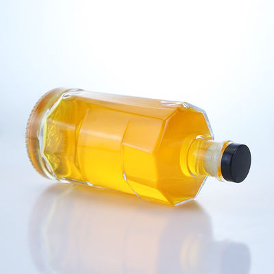 Botella de vidrio transparente con corcho para whisky vodka tequila gin ron hecho en claro o a medida