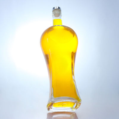 Botella de vidrio con tapa de corcho de forma clara o personalizada para whisky, vodka, tequila, ginebra y ron