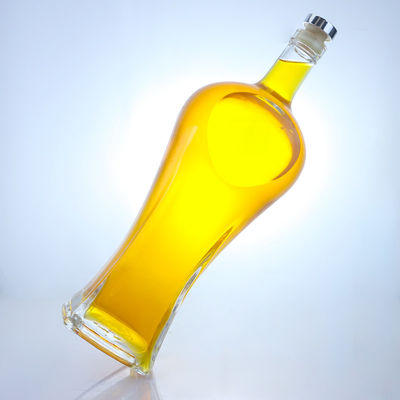 Botella de vidrio con tapa de corcho de forma clara o personalizada para whisky, vodka, tequila, ginebra y ron