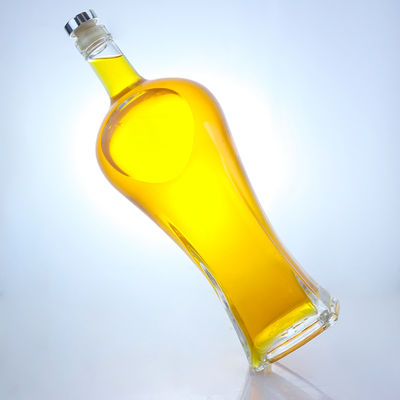 Botella de vidrio con tapa de corcho de forma clara o personalizada para whisky, vodka, tequila, ginebra y ron