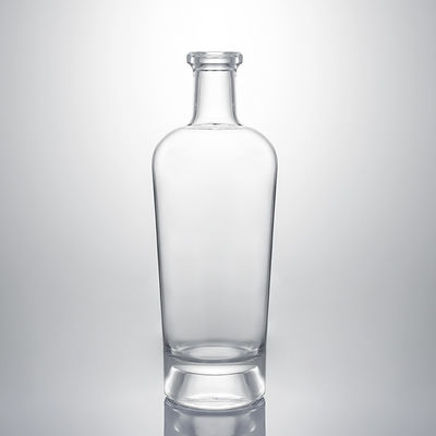 Botella de vidrio de whisky Gin Rum Super Flint con collar de vidrio personalizado y corcho