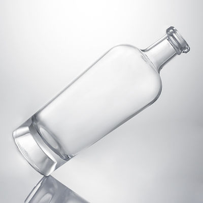 Botella de vidrio de whisky Gin Rum Super Flint con collar de vidrio personalizado y corcho